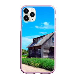 Чехол iPhone 11 Pro матовый Дом в деревне, цвет: 3D-розовый