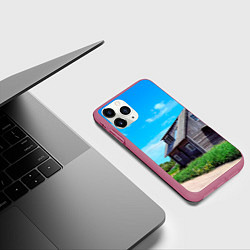 Чехол iPhone 11 Pro матовый Дом в деревне, цвет: 3D-малиновый — фото 2