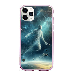 Чехол iPhone 11 Pro матовый Человек и космос - нейросеть, цвет: 3D-розовый