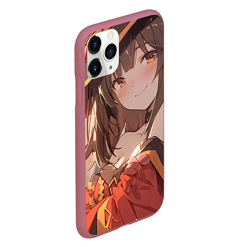 Чехол iPhone 11 Pro матовый Konosuba Мэгумин милая / 3D-Малиновый – фото 2