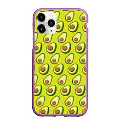 Чехол iPhone 11 Pro матовый Паттерн с половинкой авокадо, цвет: 3D-фиолетовый