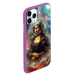 Чехол iPhone 11 Pro матовый Мона Лиза в открытом космосе - нейросеть, цвет: 3D-фиолетовый — фото 2
