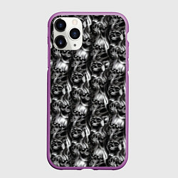 Чехол iPhone 11 Pro матовый Smoke skulls, цвет: 3D-фиолетовый