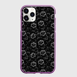 Чехол iPhone 11 Pro матовый Череп с пулей, цвет: 3D-фиолетовый
