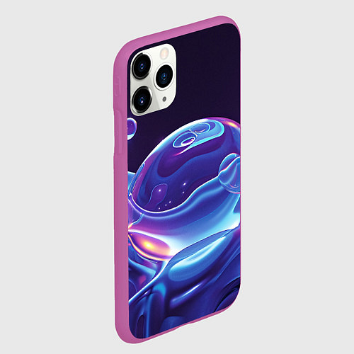 Чехол iPhone 11 Pro матовый Космические мыльные пузыри / 3D-Фиолетовый – фото 2