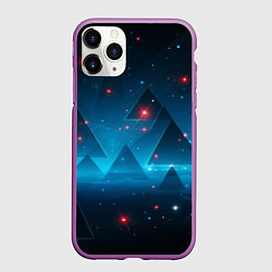 Чехол iPhone 11 Pro матовый Пирамиды в космосе абстракции, цвет: 3D-фиолетовый
