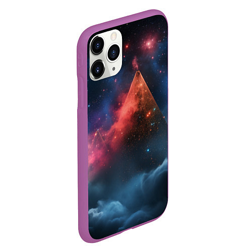 Чехол iPhone 11 Pro матовый Космическая абстракция пирамида / 3D-Фиолетовый – фото 2
