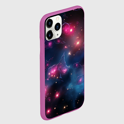 Чехол iPhone 11 Pro матовый Абстрактный космос фантастика / 3D-Фиолетовый – фото 2