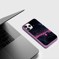 Чехол iPhone 11 Pro матовый Яркие пирамидки в космосе, цвет: 3D-фиолетовый — фото 2