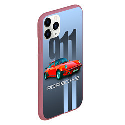 Чехол iPhone 11 Pro матовый Винтажный автомобиль Porsche 911 Carrera, цвет: 3D-малиновый — фото 2