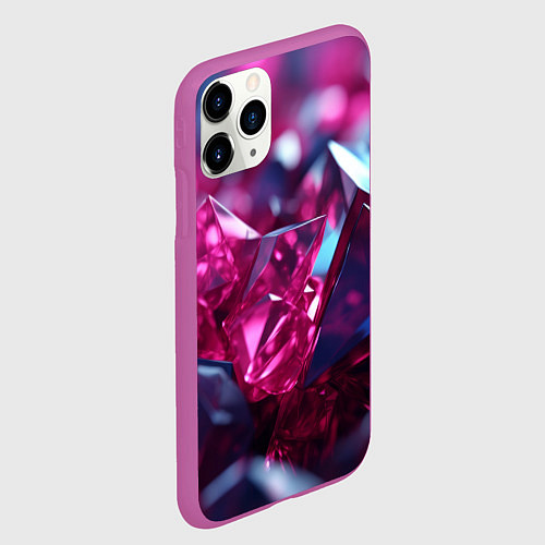 Чехол iPhone 11 Pro матовый Яркие розовые хрусталики / 3D-Фиолетовый – фото 2
