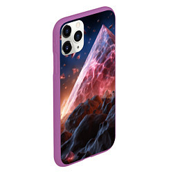 Чехол iPhone 11 Pro матовый Абстрактная пирамида космическая, цвет: 3D-фиолетовый — фото 2