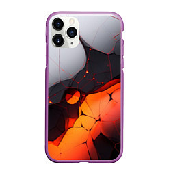 Чехол iPhone 11 Pro матовый Объемная плита с красной лавой иллюстрация, цвет: 3D-фиолетовый