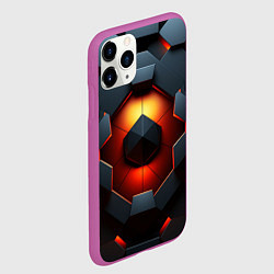 Чехол iPhone 11 Pro матовый Конструкция из объемных оранжевых плит, цвет: 3D-фиолетовый — фото 2