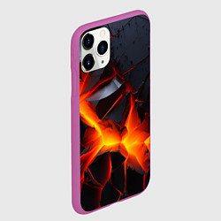 Чехол iPhone 11 Pro матовый Камни в разломе красный свет, цвет: 3D-фиолетовый — фото 2