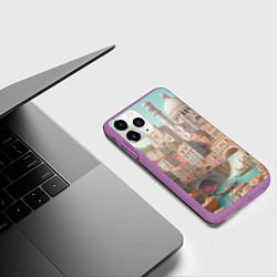 Чехол iPhone 11 Pro матовый Город в восточном стиле, цвет: 3D-фиолетовый — фото 2