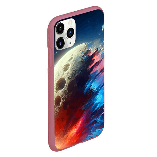 Чехол iPhone 11 Pro матовый Разрыв космического тела - нейросеть / 3D-Малиновый – фото 2