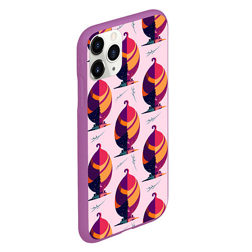 Чехол iPhone 11 Pro матовый Абстракция листок / 3D-Фиолетовый – фото 2