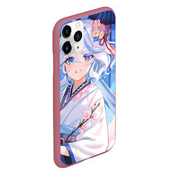 Чехол iPhone 11 Pro матовый Genshin Impact Furina зонт, цвет: 3D-малиновый — фото 2