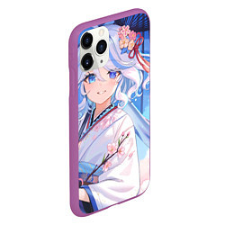 Чехол iPhone 11 Pro матовый Genshin Impact Furina зонт, цвет: 3D-фиолетовый — фото 2