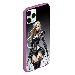 Чехол iPhone 11 Pro матовый Cyber Barbie - fantasy cyberpunk ai art, цвет: 3D-фиолетовый — фото 2