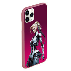 Чехол iPhone 11 Pro матовый Beauty cyber Barbie - ai art fantasy, цвет: 3D-малиновый — фото 2