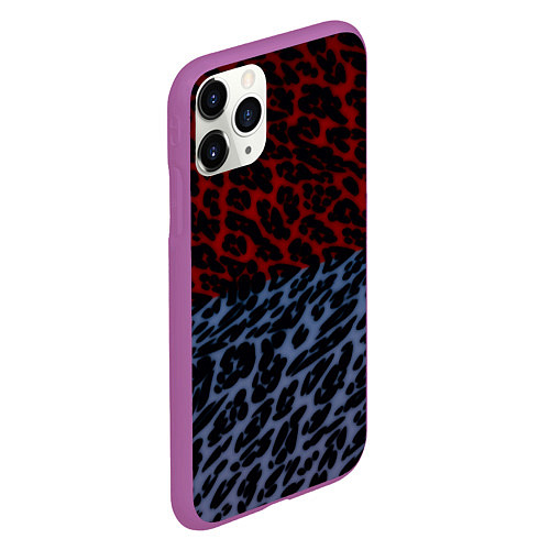 Чехол iPhone 11 Pro матовый Леопардовый стиль текстура / 3D-Фиолетовый – фото 2