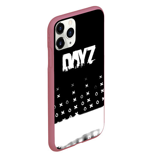 Чехол iPhone 11 Pro матовый Dayz game pattern logo / 3D-Малиновый – фото 2