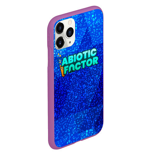 Чехол iPhone 11 Pro матовый Abiotic Factor logo blue neon / 3D-Фиолетовый – фото 2