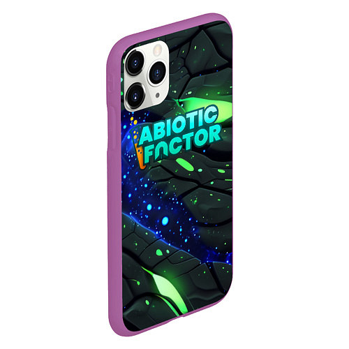 Чехол iPhone 11 Pro матовый Abiotic Factor logo bright neon / 3D-Фиолетовый – фото 2