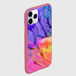 Чехол iPhone 11 Pro матовый Красочные разводы гуашью, цвет: 3D-малиновый — фото 2