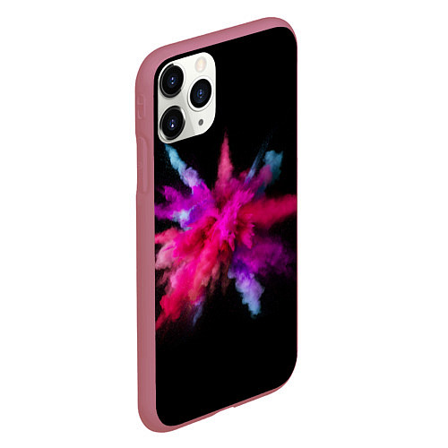 Чехол iPhone 11 Pro матовый Яркий разлетающийся песок / 3D-Малиновый – фото 2