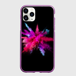 Чехол iPhone 11 Pro матовый Яркий разлетающийся песок, цвет: 3D-фиолетовый