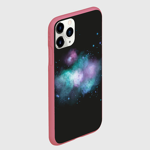 Чехол iPhone 11 Pro матовый Космическая туманность - облачко / 3D-Малиновый – фото 2