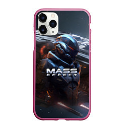 Чехол iPhone 11 Pro матовый Mass Effect game space, цвет: 3D-малиновый