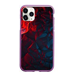 Чехол iPhone 11 Pro матовый Темная абстракция с разломом красных плит, цвет: 3D-фиолетовый