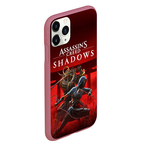 Чехол iPhone 11 Pro матовый Персонажи Assassins creed shadows / 3D-Малиновый – фото 2