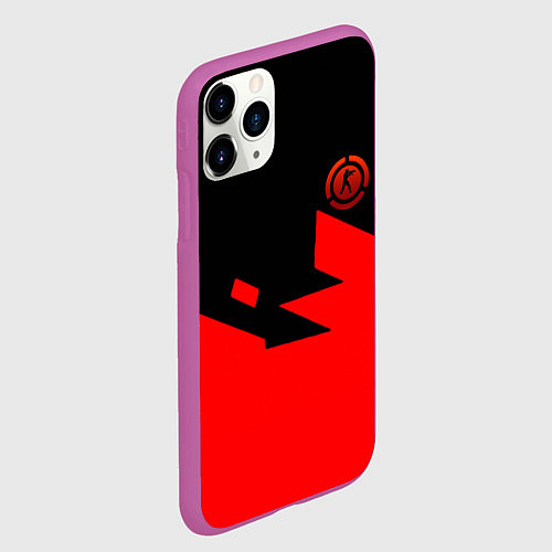 Чехол iPhone 11 Pro матовый CSGO стильная геометрия красный / 3D-Фиолетовый – фото 2