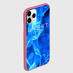 Чехол iPhone 11 Pro матовый Ghost of Tsushima огненный цветок, цвет: 3D-малиновый — фото 2