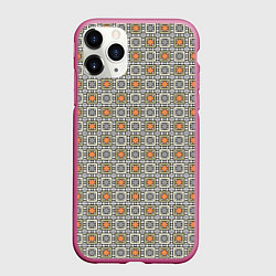 Чехол iPhone 11 Pro матовый Геометрический разноцветный узор, цвет: 3D-малиновый