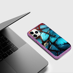 Чехол iPhone 11 Pro матовый Синие объемные плиты, цвет: 3D-фиолетовый — фото 2