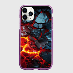 Чехол iPhone 11 Pro матовый Темная огненная плитка, цвет: 3D-фиолетовый