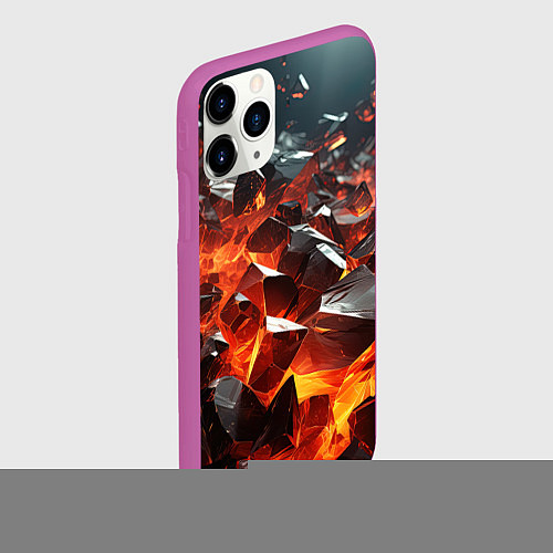Чехол iPhone 11 Pro матовый Взрыв камней в красном неоне / 3D-Фиолетовый – фото 2