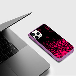 Чехол iPhone 11 Pro матовый Fortnite розовый стиль геймер, цвет: 3D-фиолетовый — фото 2