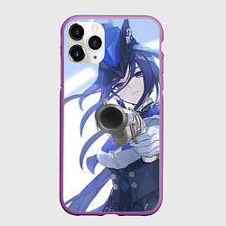 Чехол iPhone 11 Pro матовый Genshin Impact Клоринда Gun, цвет: 3D-фиолетовый