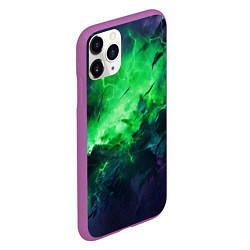 Чехол iPhone 11 Pro матовый Круглый зеленый мистический фон, цвет: 3D-фиолетовый — фото 2