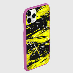 Чехол iPhone 11 Pro матовый Yellow geometry - спортивный узор, цвет: 3D-фиолетовый — фото 2