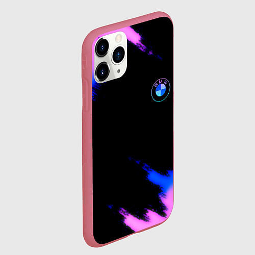 Чехол iPhone 11 Pro матовый BMW неоновые краски спорт / 3D-Малиновый – фото 2