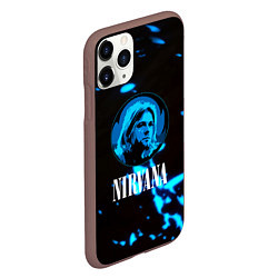 Чехол iPhone 11 Pro матовый Nirvana рок бенд краски, цвет: 3D-коричневый — фото 2