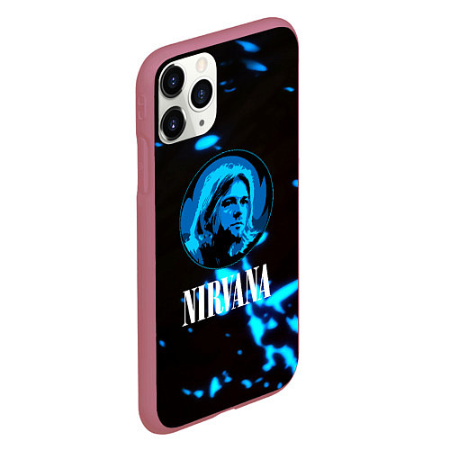 Чехол iPhone 11 Pro матовый Nirvana рок бенд краски / 3D-Малиновый – фото 2